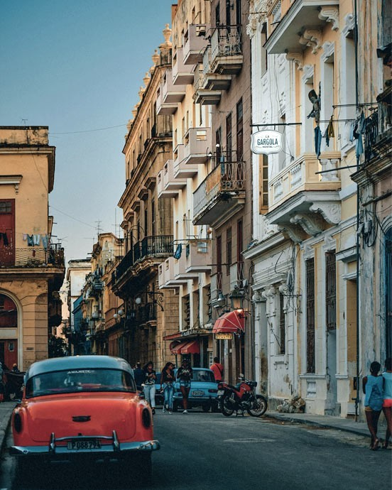 The street immediately outside La Gargola guesthouse in Old Havana