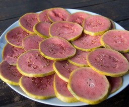 Fresh guava is one of the fruits commonly served in casa particular breakfasts in Cuba
