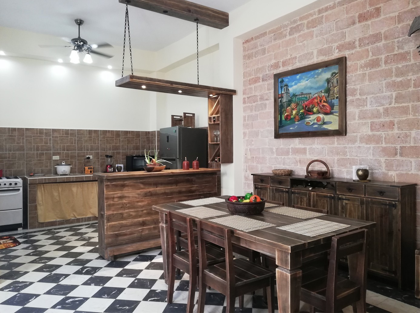 kitchen and dining area in a private guesthouse in Old Havana Cuba